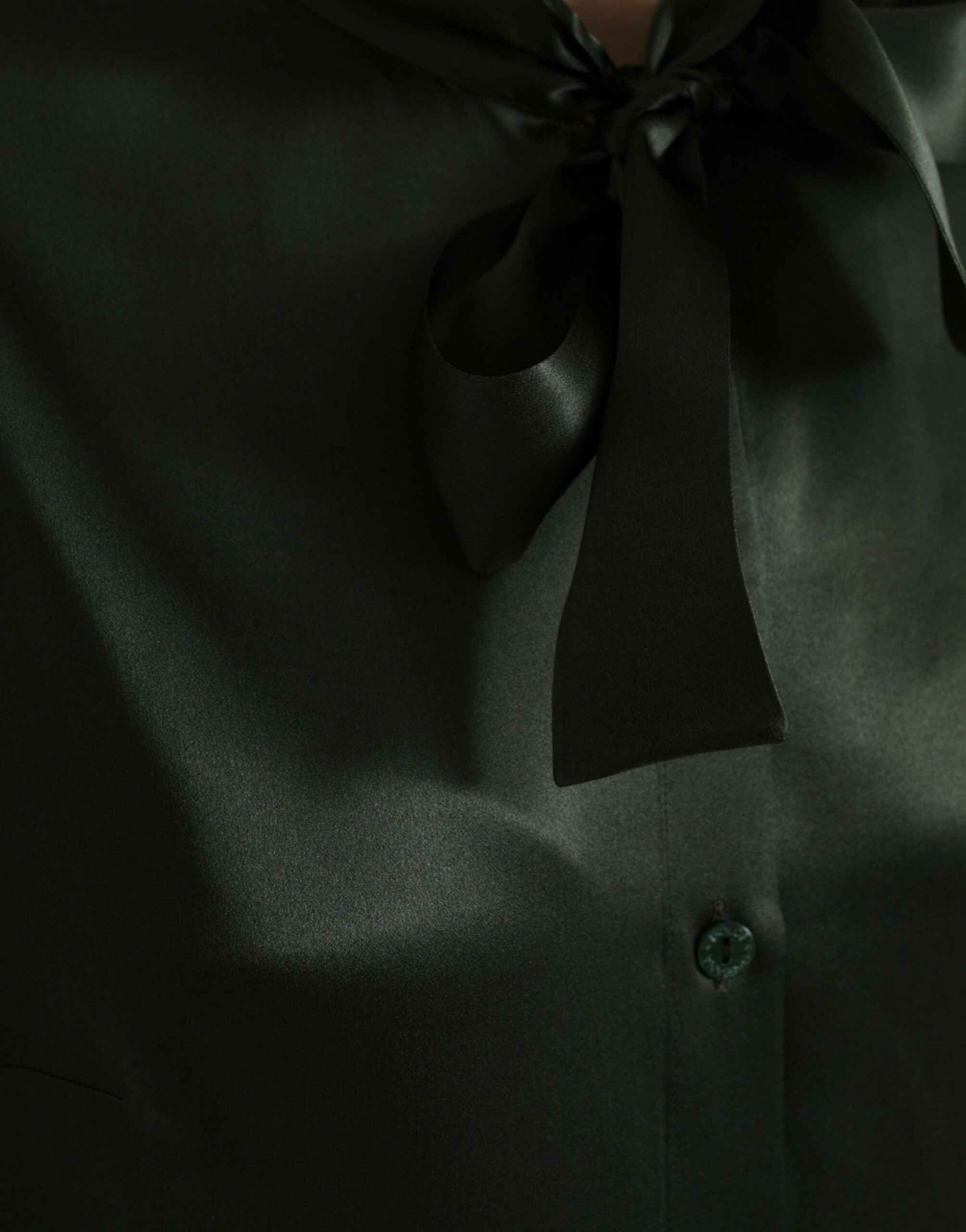 Dolce & Gabbana Gray Long Sleeves Ascot Collar Blouse Top
