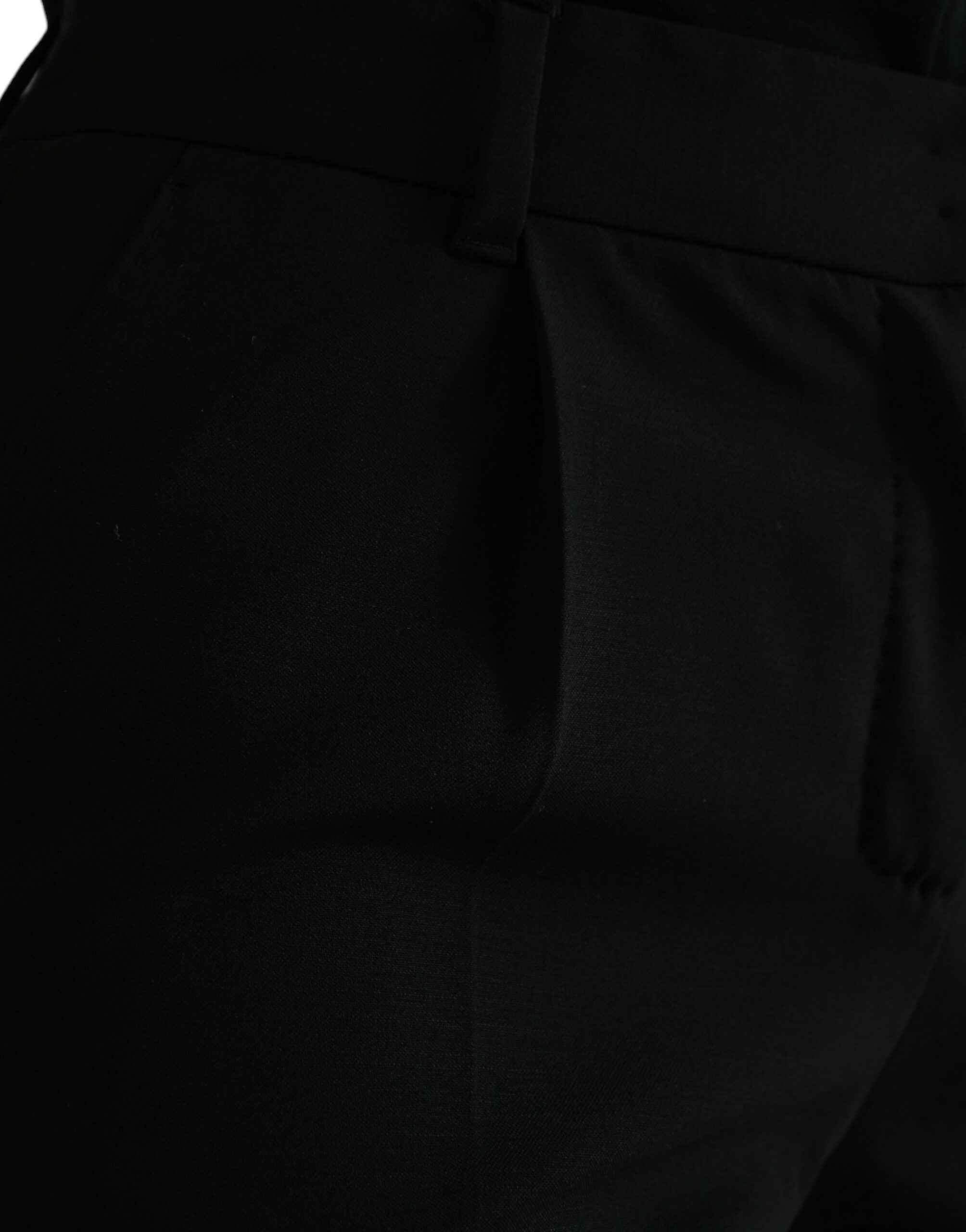 Dolce & Gabbana Black Wool Mid Waist Tapered Pants