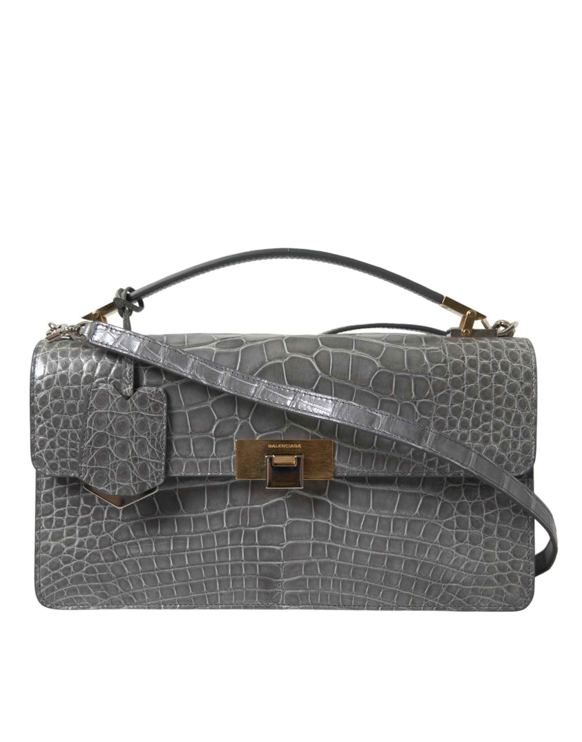 Balenciaga Gray Exotic Leather Medium Shoulder Hand Purse Bag