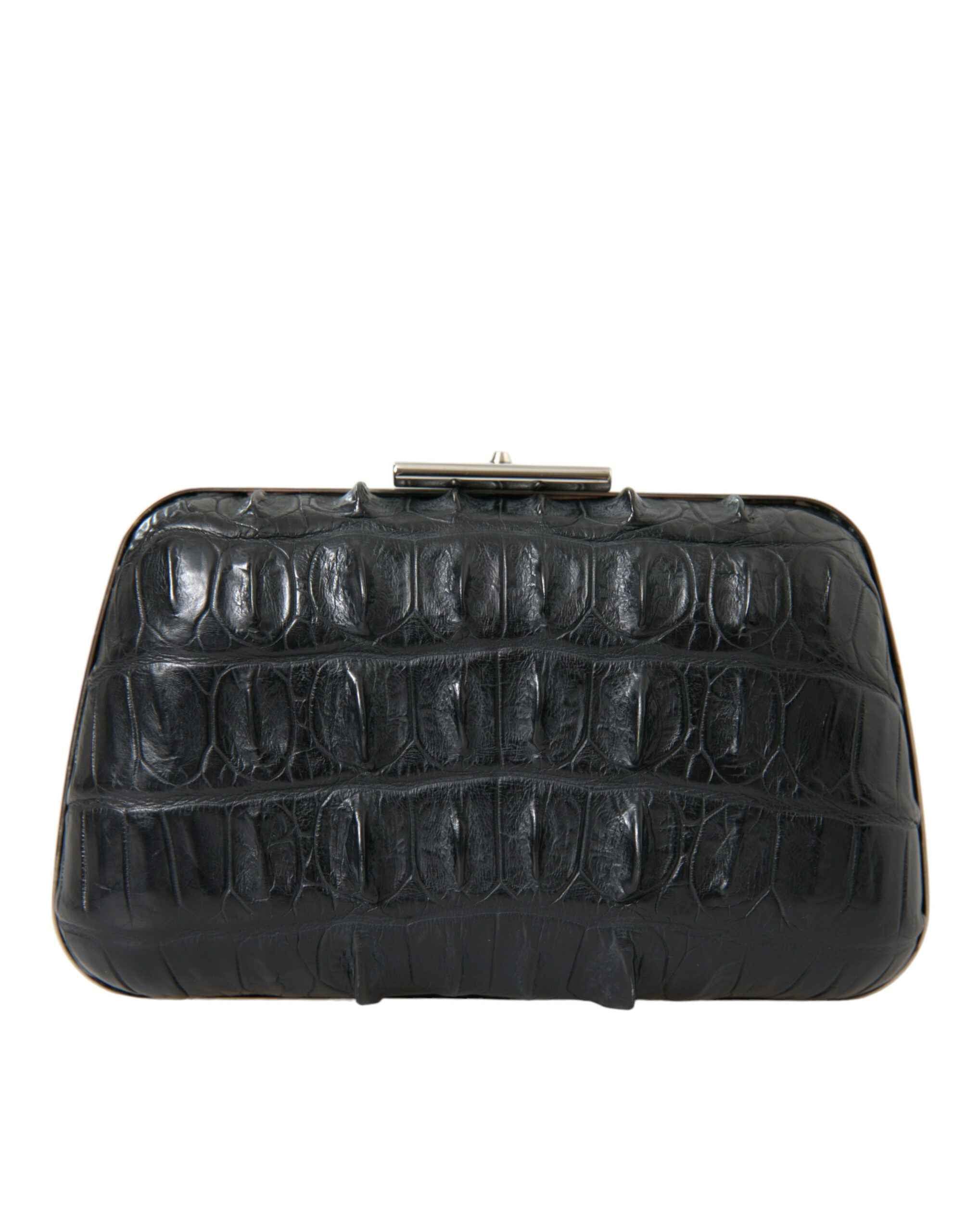 Balenciaga Black Exotic Skin Leather Shoulder Crossbody Box Clutch Bag