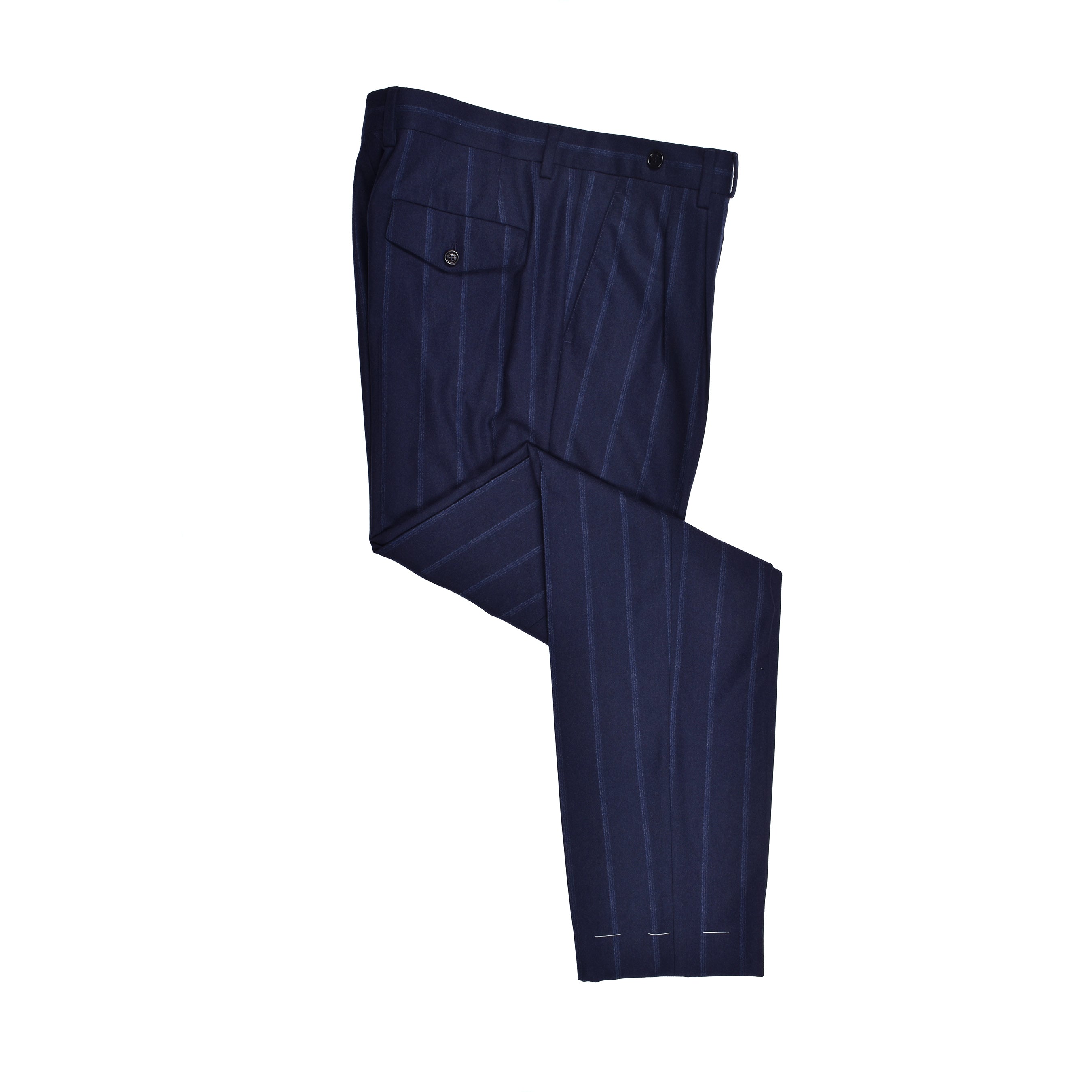 BRUNELLO CUCINELLI MEN'S BLUE CASHMERE BLEND STRIPED SUIT