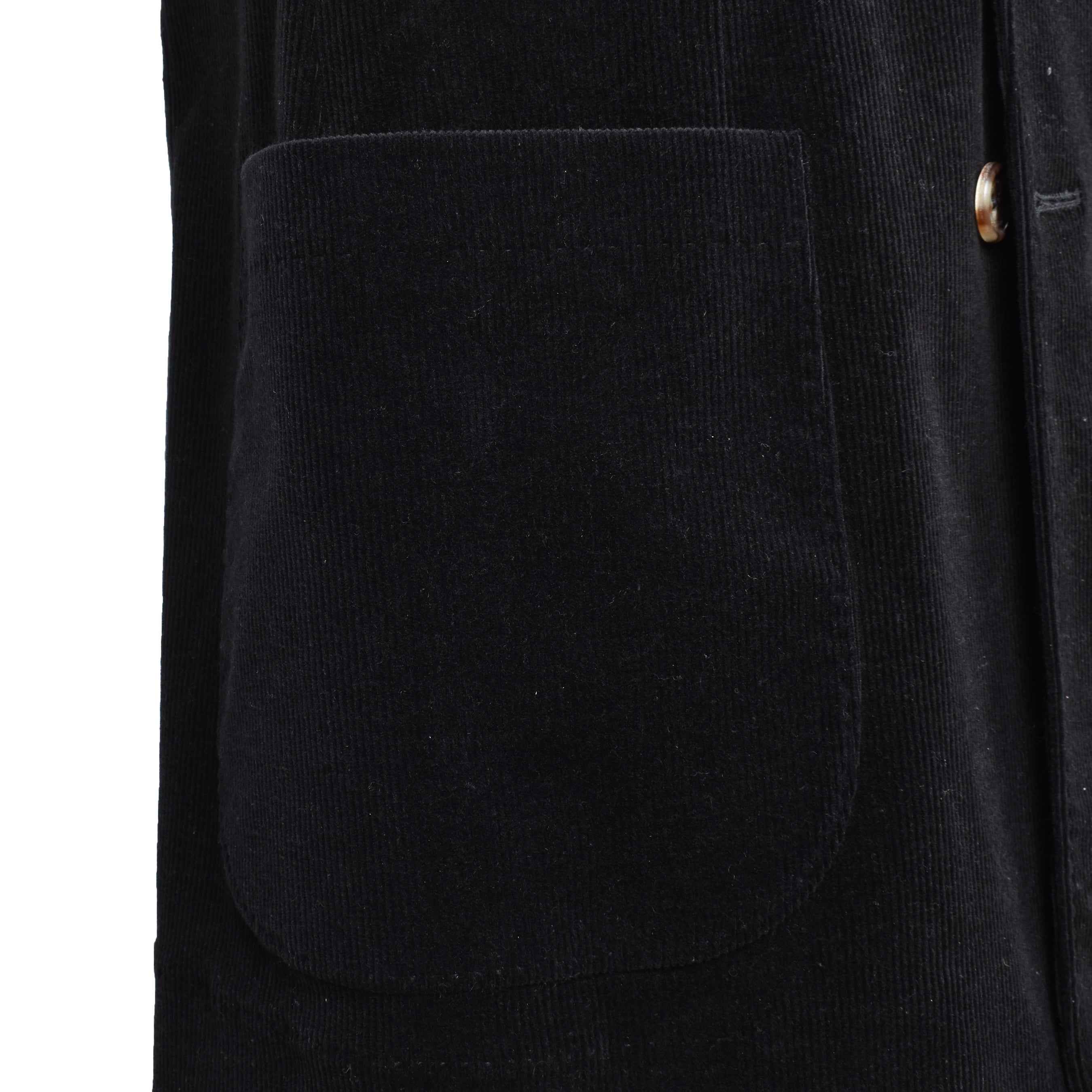 BRUNELLO CUCINELLI MEN'S JET BLACK CORDUROY DOUBLE-BREASTED SUIT