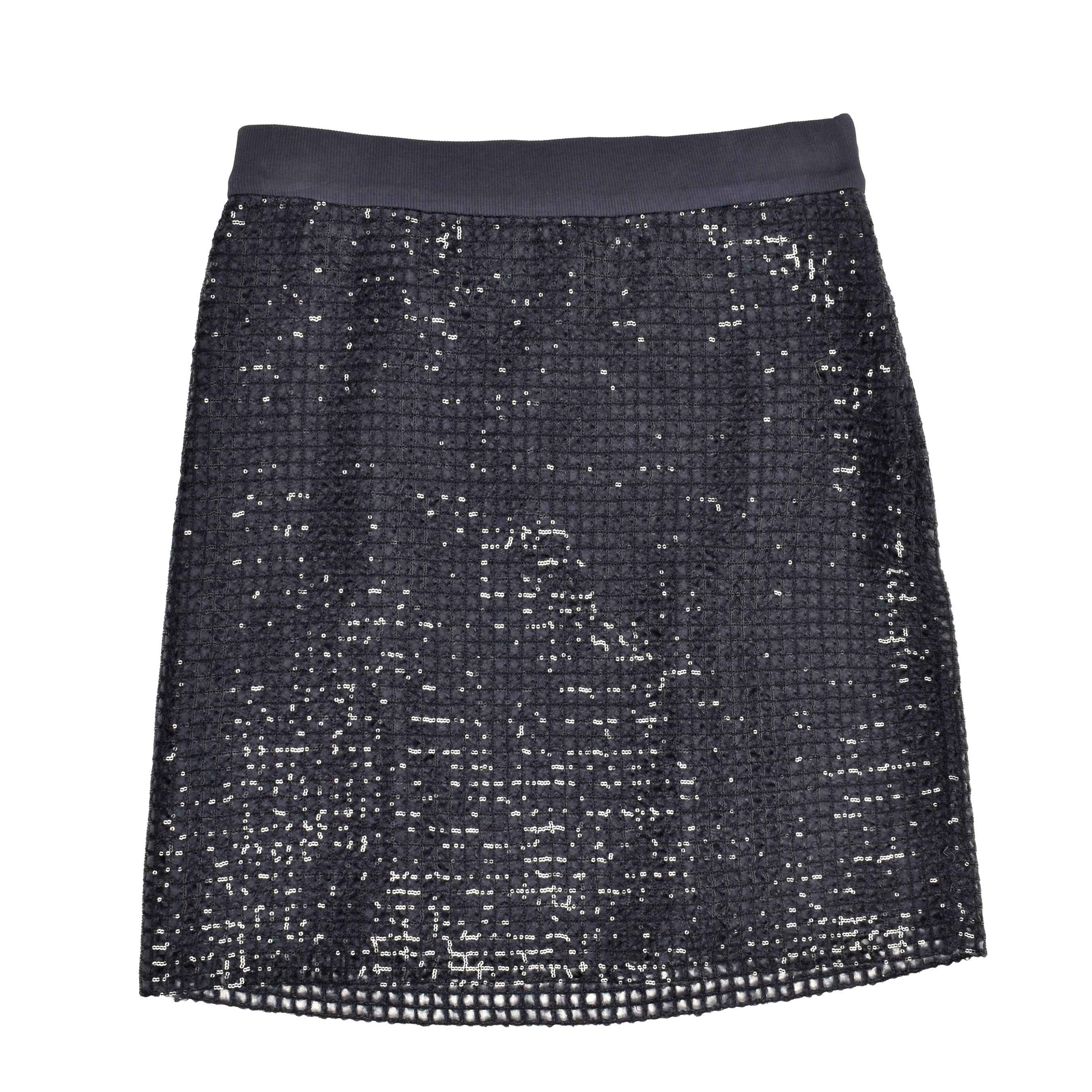 BRUNELLO CUCINELLI WOMEN'S DARK GREY SEQUIN SILK MINI SKIRT
