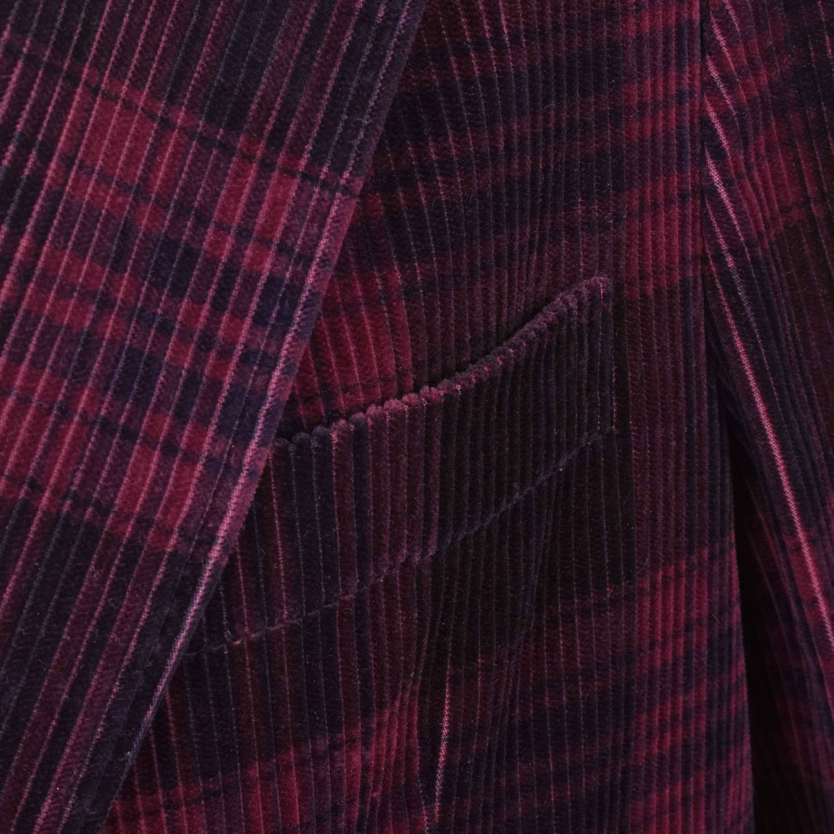 BRUNELLO CUCINELLI MEN'S BURGUNDY PLAID CORDUROY BLAZER