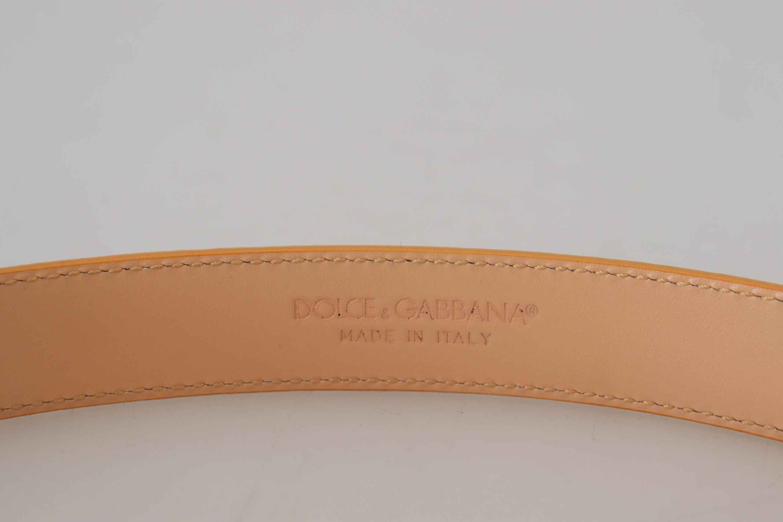 Dolce & Gabbana Beige Exotic Leather Gold Metal Buckle Belt