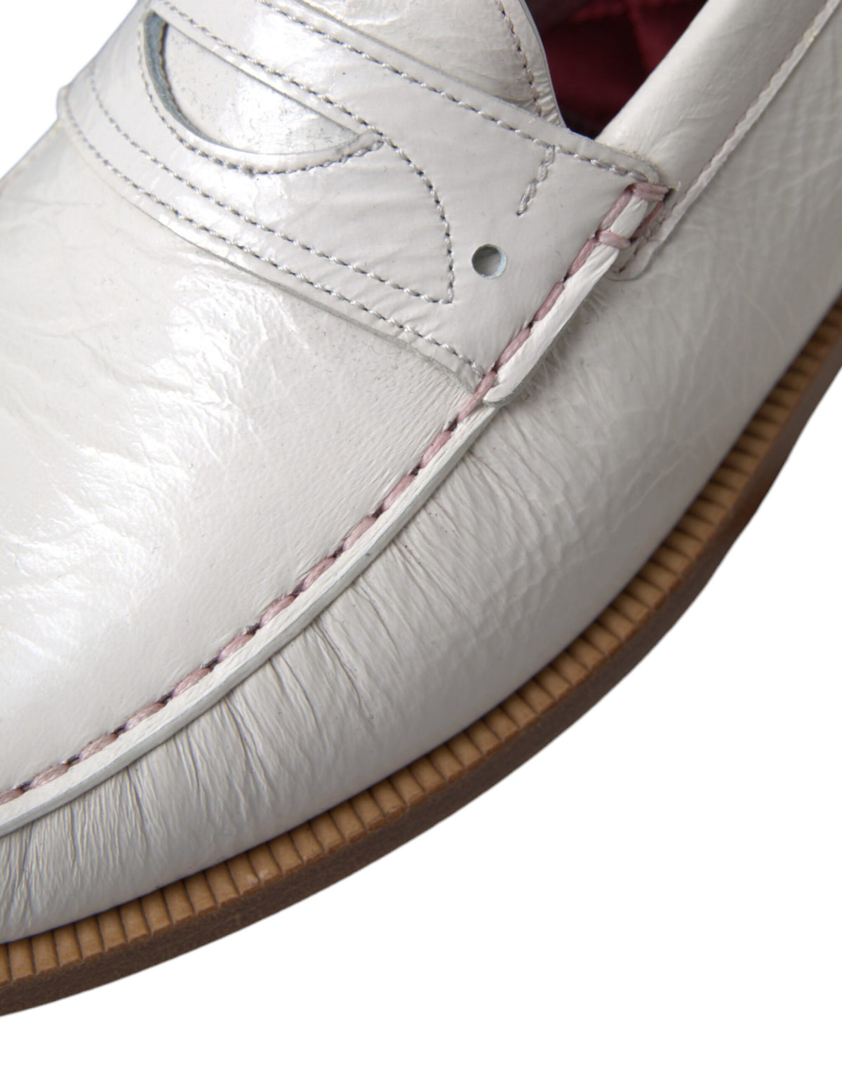 Dolce & Gabbana White Leather Slip On Mocassin Loafers Shoes