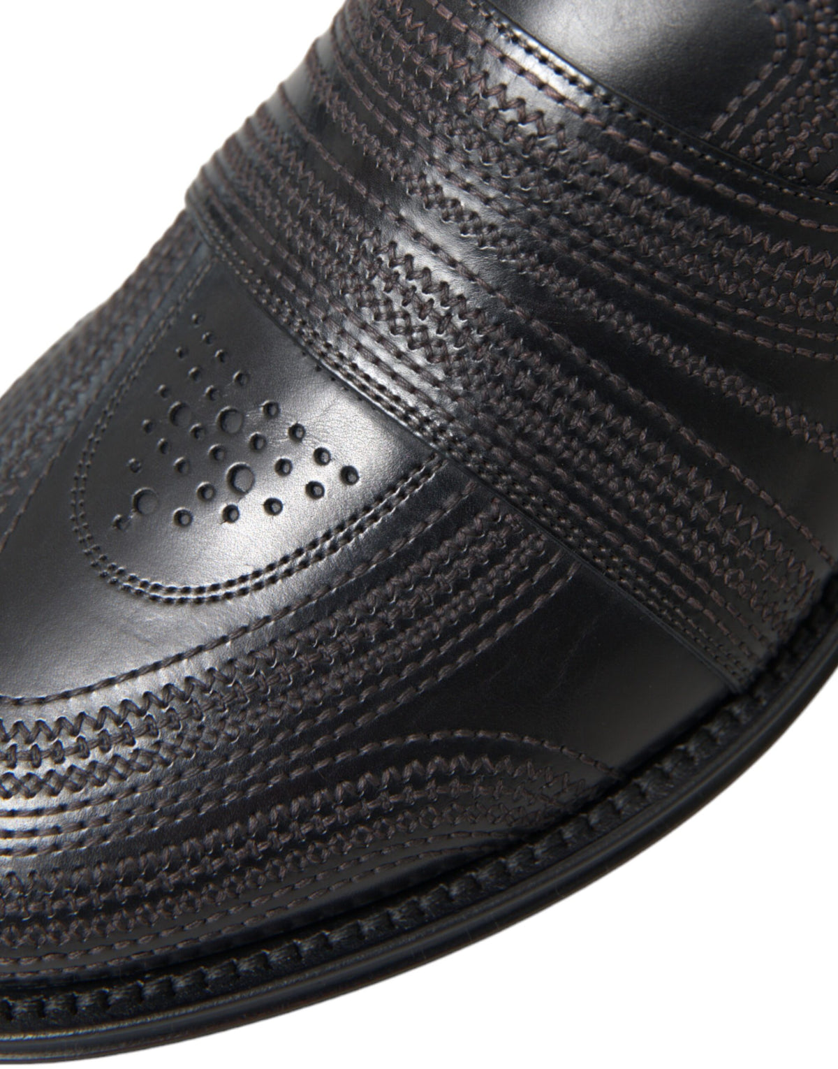 Dolce & Gabbana Black Brown Leather Loafer Men Dress Shoes