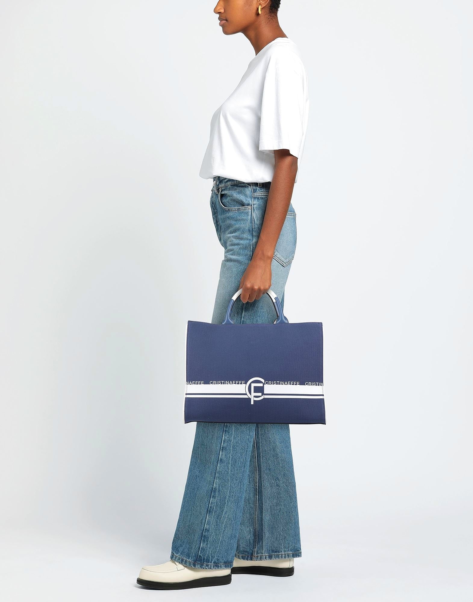 Cristinaeffe Logo Canvas Tote Bag in Navy