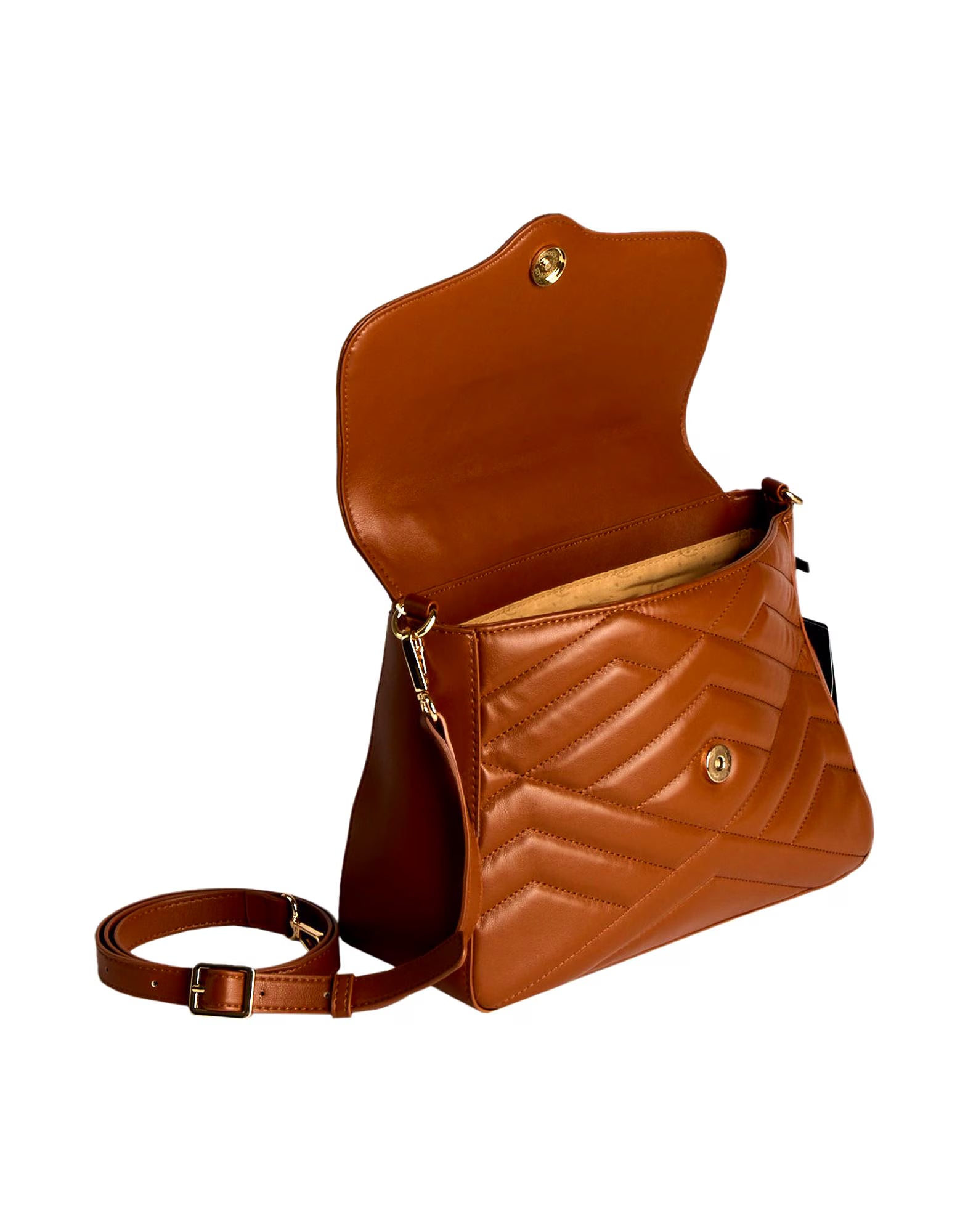 Cristinaeffe Quilted Leather Top Handle Bag in Cognac
