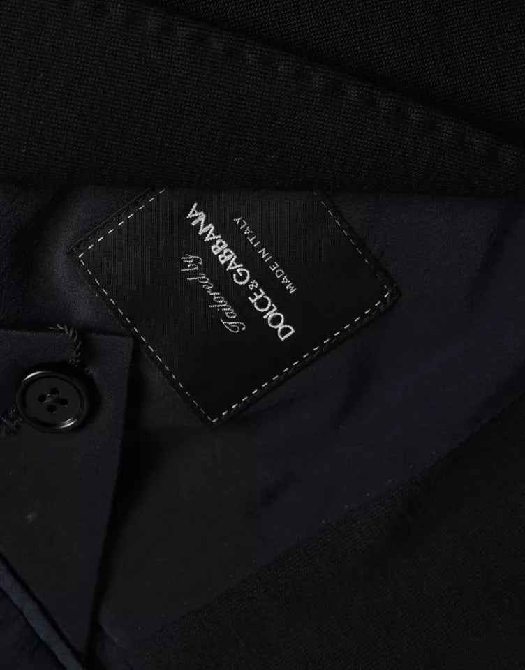 Dolce & Gabbana Blue Wool Notch Single Breasted Coat Blazer