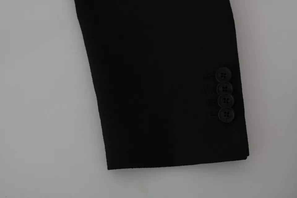 Dolce & Gabbana Black Wool Slim Fit Notch Jacket Blazer