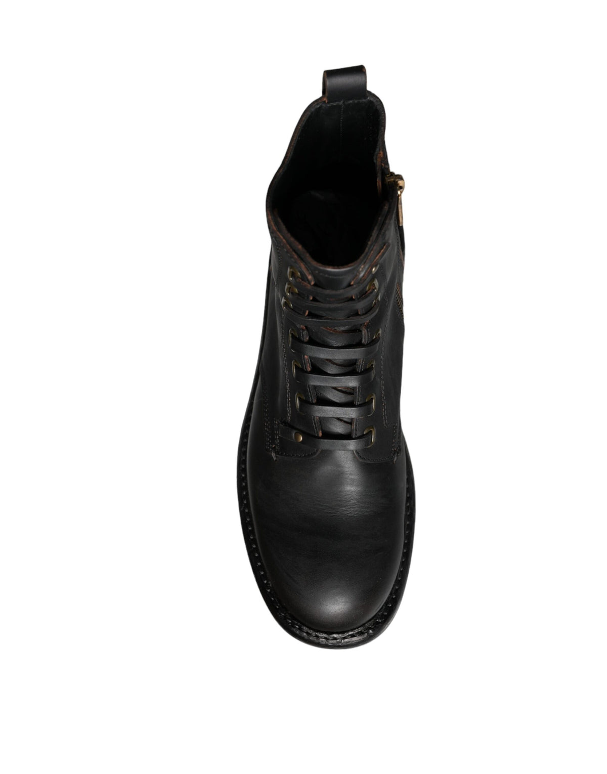 Dolce & Gabbana Black Lace Up Mid Calf Boots Men Shoes