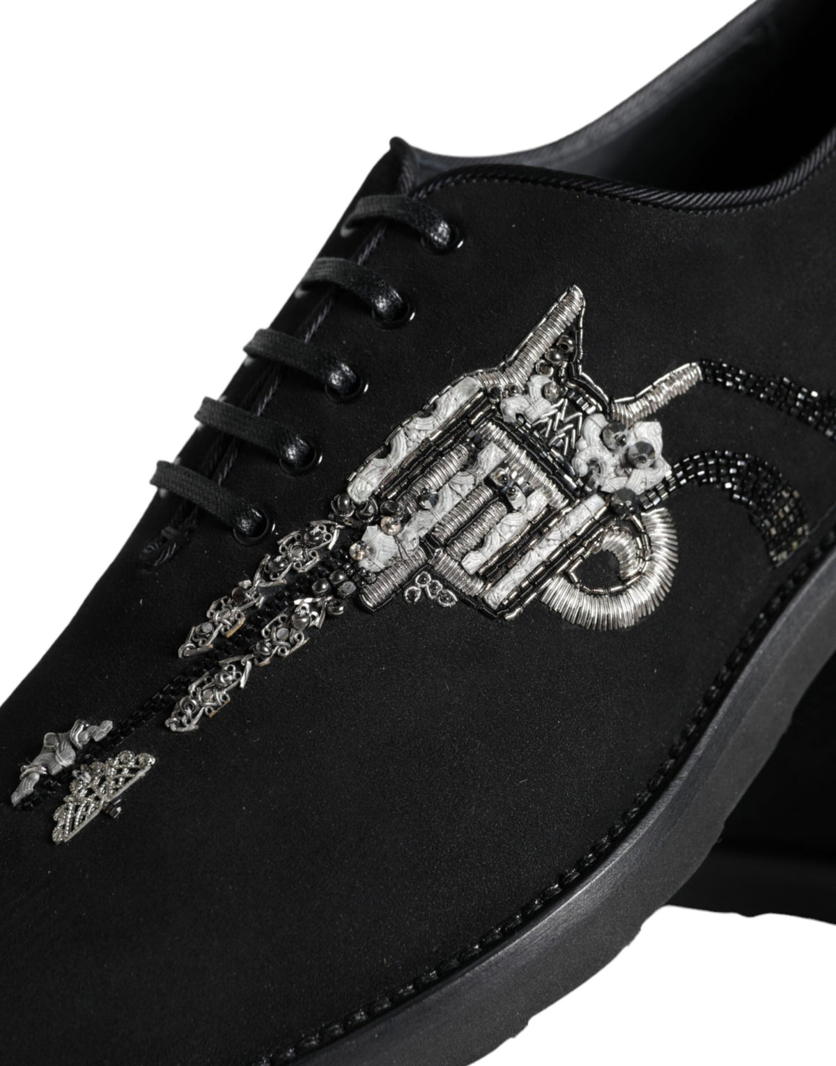 Dolce & Gabbana Black Suede Sicilia Lace Up Formal Shoes
