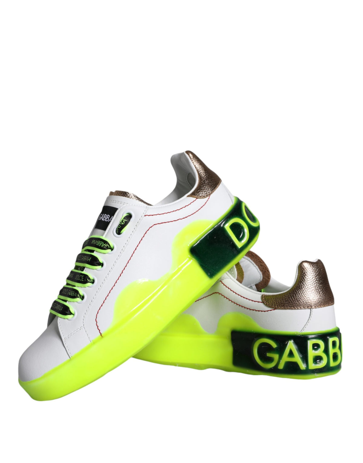 Dolce & Gabbana White Leather Portofino Low Top Sneakers Shoes