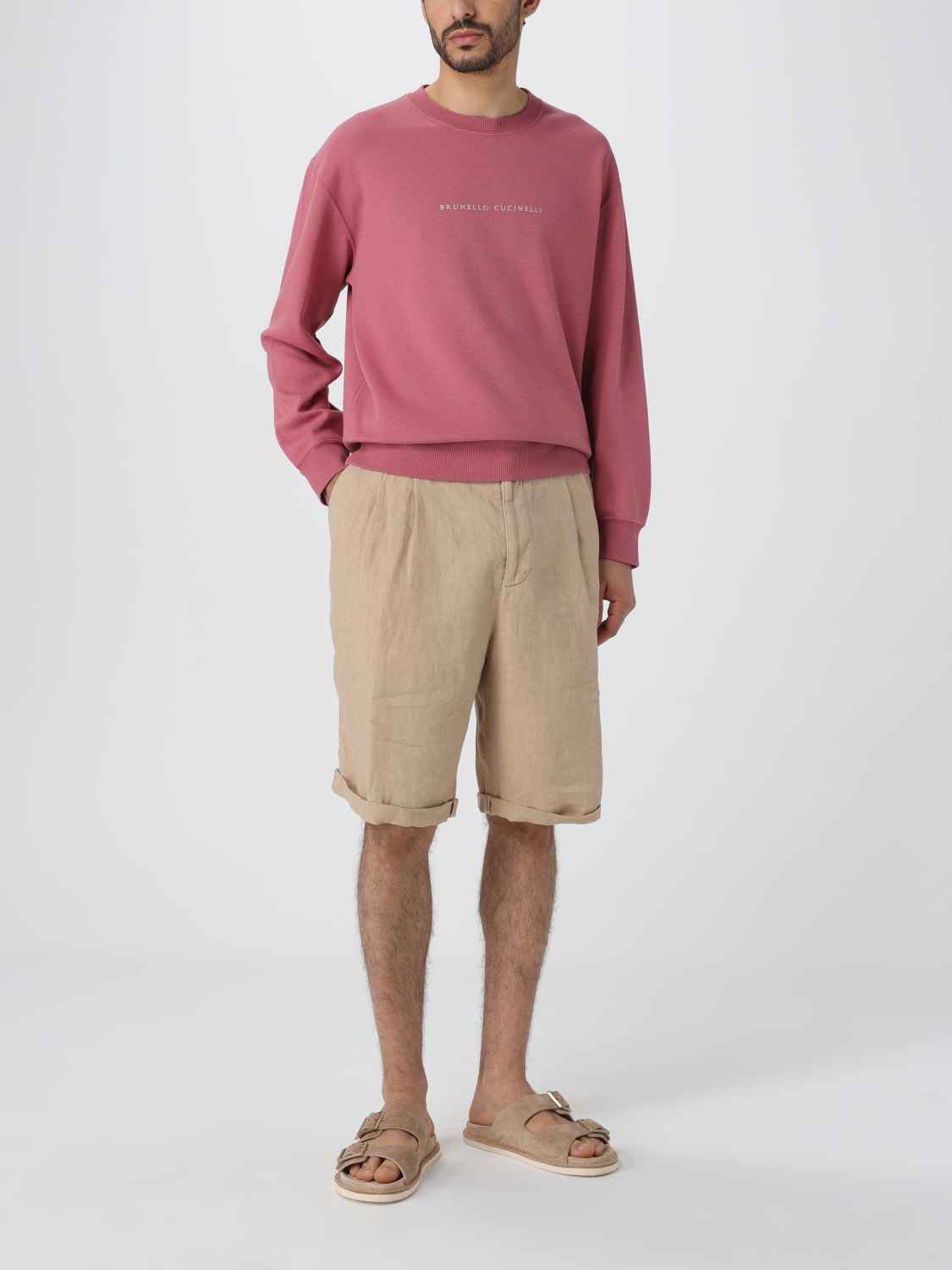 BRUNELLO CUCINELLI MEN'S RASPBERRY CREWNECK SWEATER