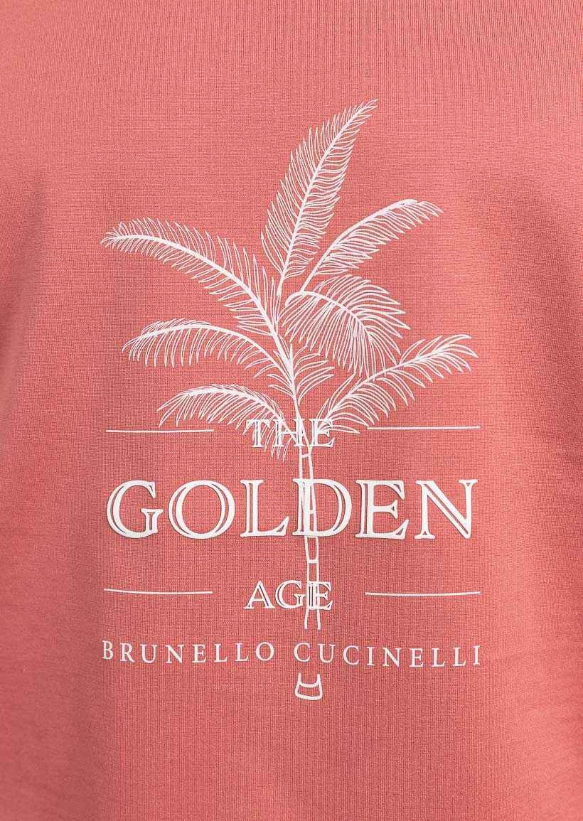 BRUNELLO CUCINELLI MEN'S RASPBERRY COTTON GRAPHIC T-SHIRT