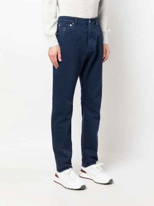 BRUNELLO CUCINELLI MEN'S BLUE TAILORED TROUSERS