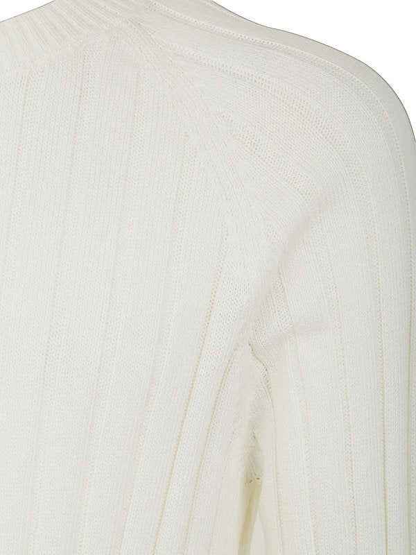 BRUNELLO CUCINELLI MEN'S IVORY RIBBED KNIT SWEATER