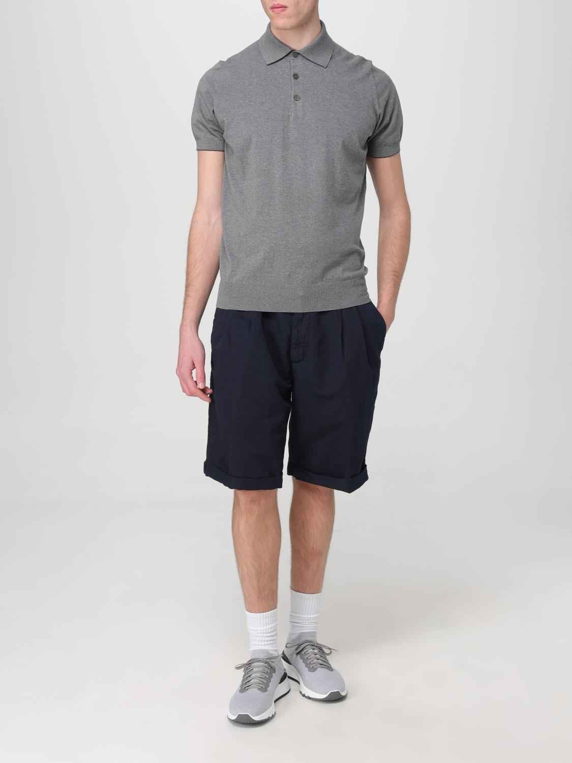 BRUNELLO CUCINELLI MEN'S NAVY LINEN BLEND TAILORED SHORTS
