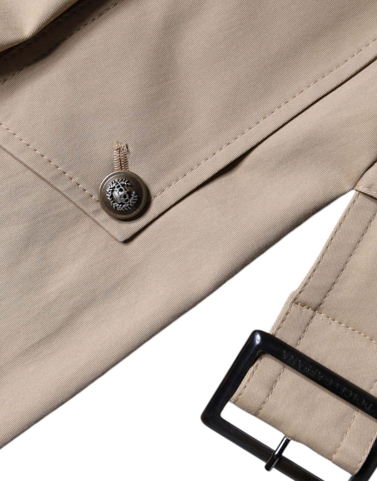 Dolce & Gabbana Khaki Double Breasted Trench Coat Jacket