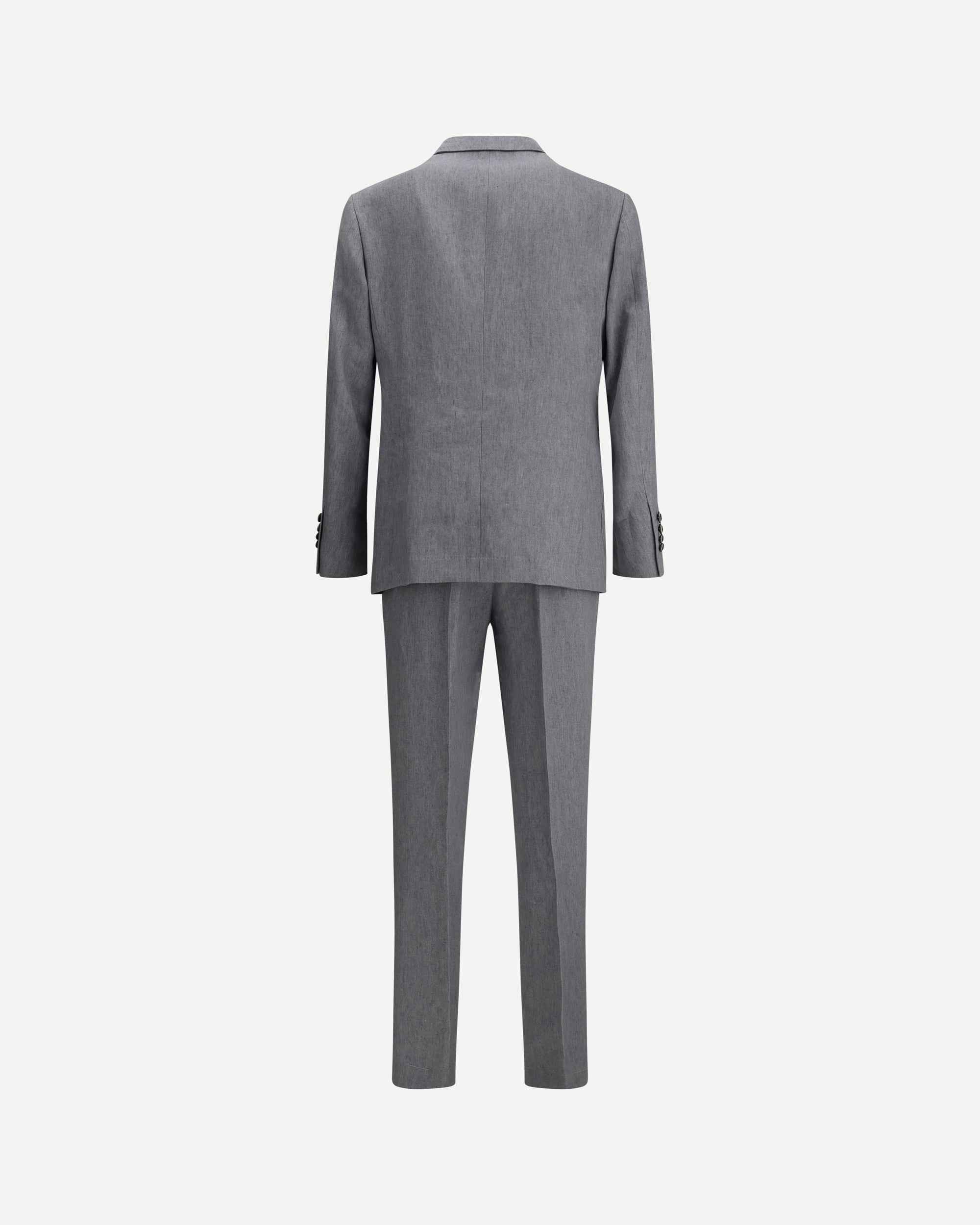 BRUNELLO CUCINELLI MEN'S GRAY LINEN DOUBLE-BREASTED SUIT