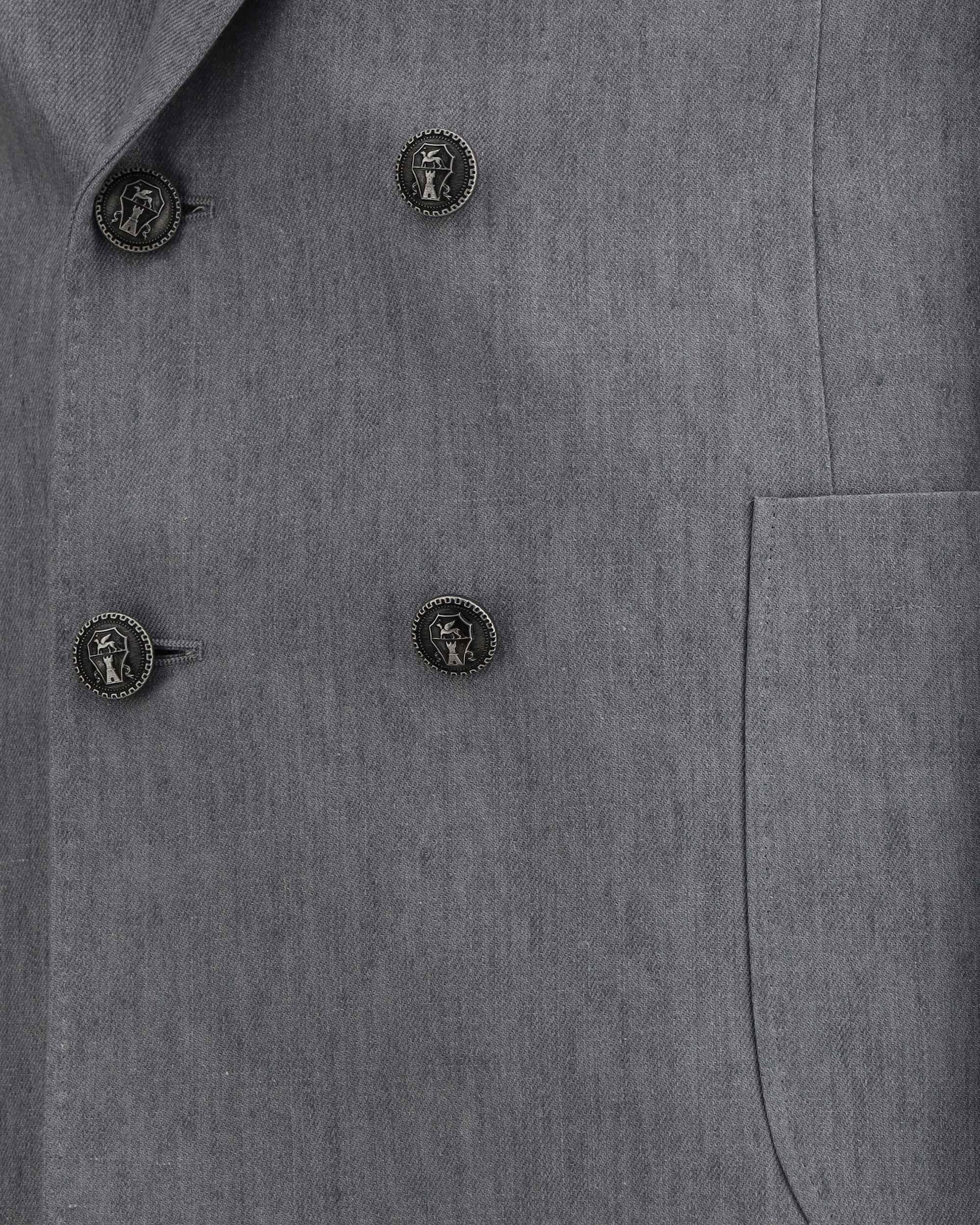 BRUNELLO CUCINELLI MEN'S GRAY LINEN DOUBLE-BREASTED SUIT