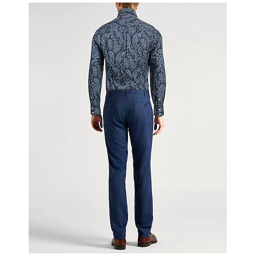 BRUNELLO CUCINELLI MEN'S BLUE PAISLEY COTTON SHIRT