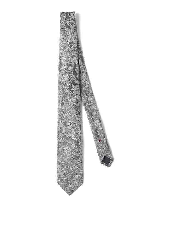 BRUNELLO CUCINELLI MEN'S PEARL SILK PAISLEY TIE