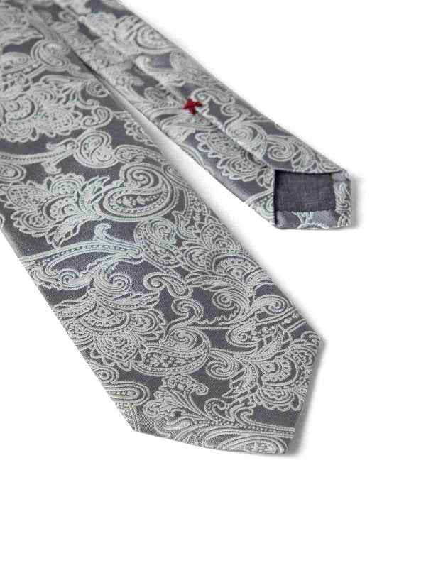 BRUNELLO CUCINELLI MEN'S PEARL SILK PAISLEY TIE