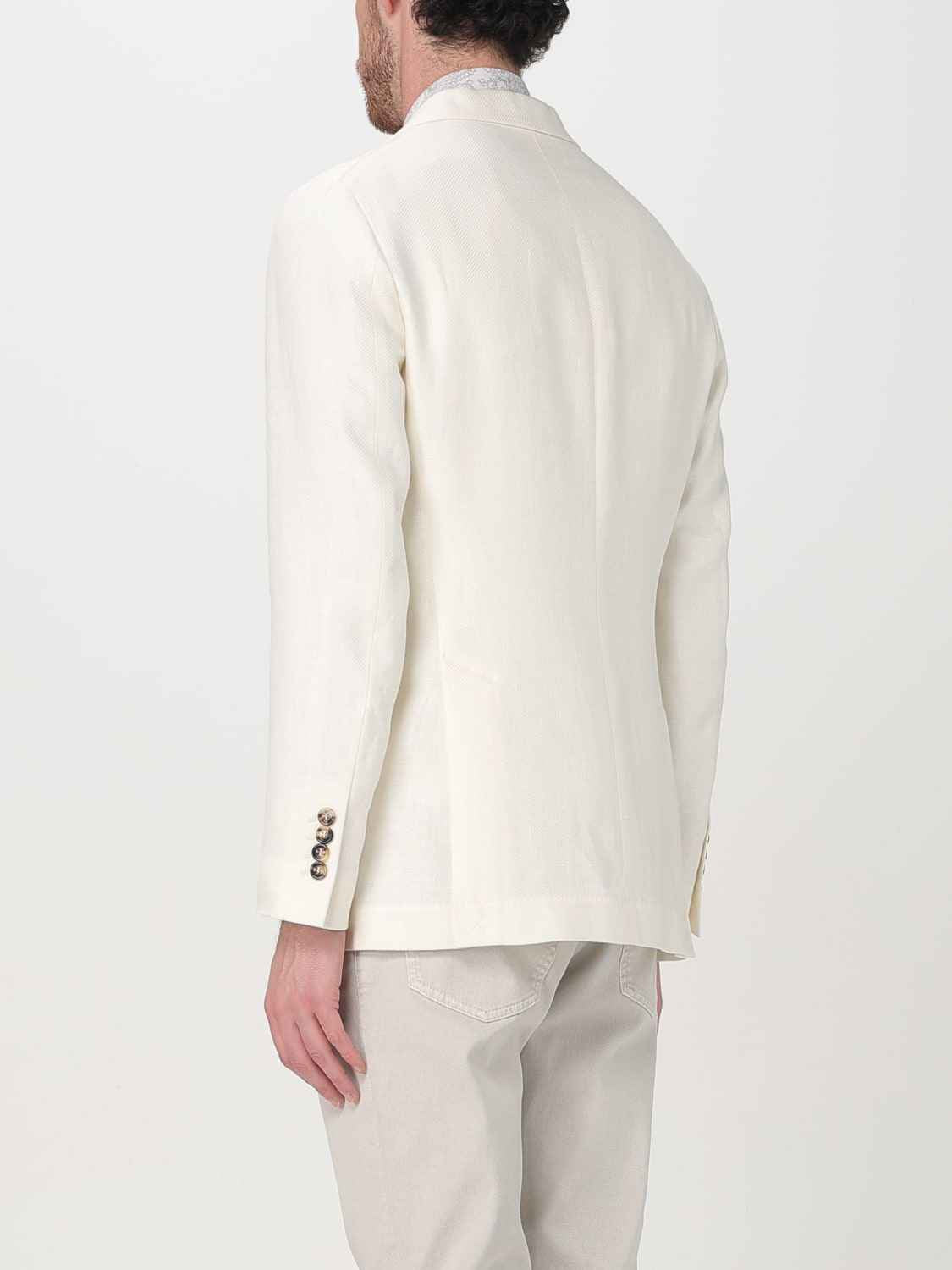 BRUNELLO CUCINELLI MEN'S OFF WHITE LINEN WOOL BLAZER