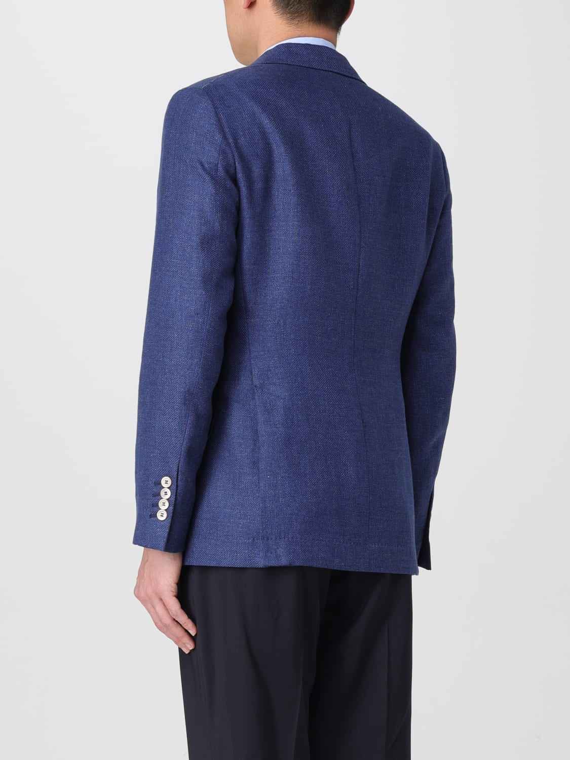 BRUNELLO CUCINELLI MEN'S INDIGO LINEN WOOL BLEND BLAZER