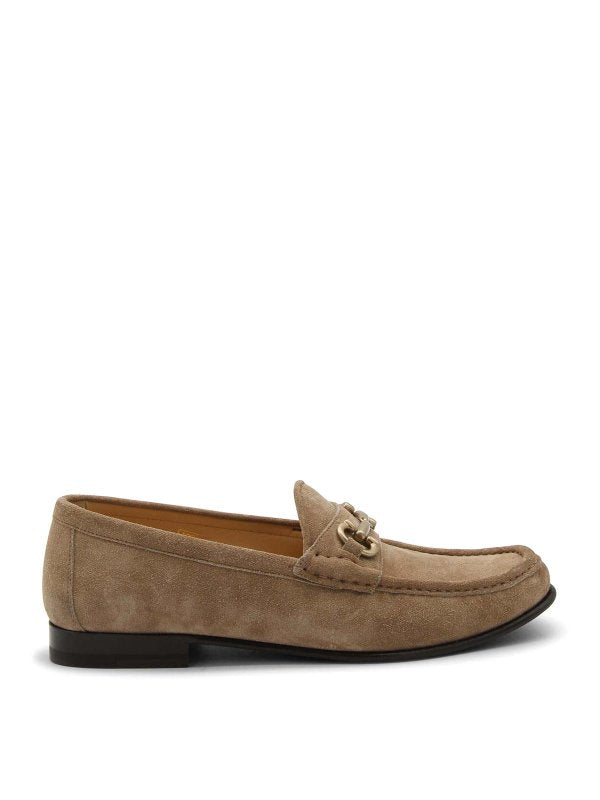 BRUNELLO CUCINELLI MEN'S NOISETTE SUEDE LOAFERS WITH BUCKLE
