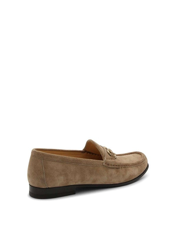 BRUNELLO CUCINELLI MEN'S NOISETTE SUEDE LOAFERS WITH BUCKLE