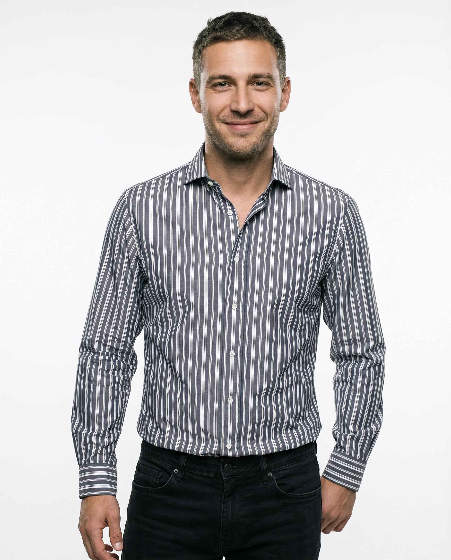 BRUNELLO CUCINELLI MEN'S STRIPED TAILORED SHIRT