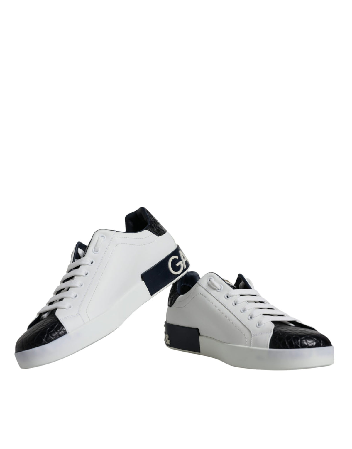 Dolce & Gabbana White Leather Logo Portofino Sneaker Shoes