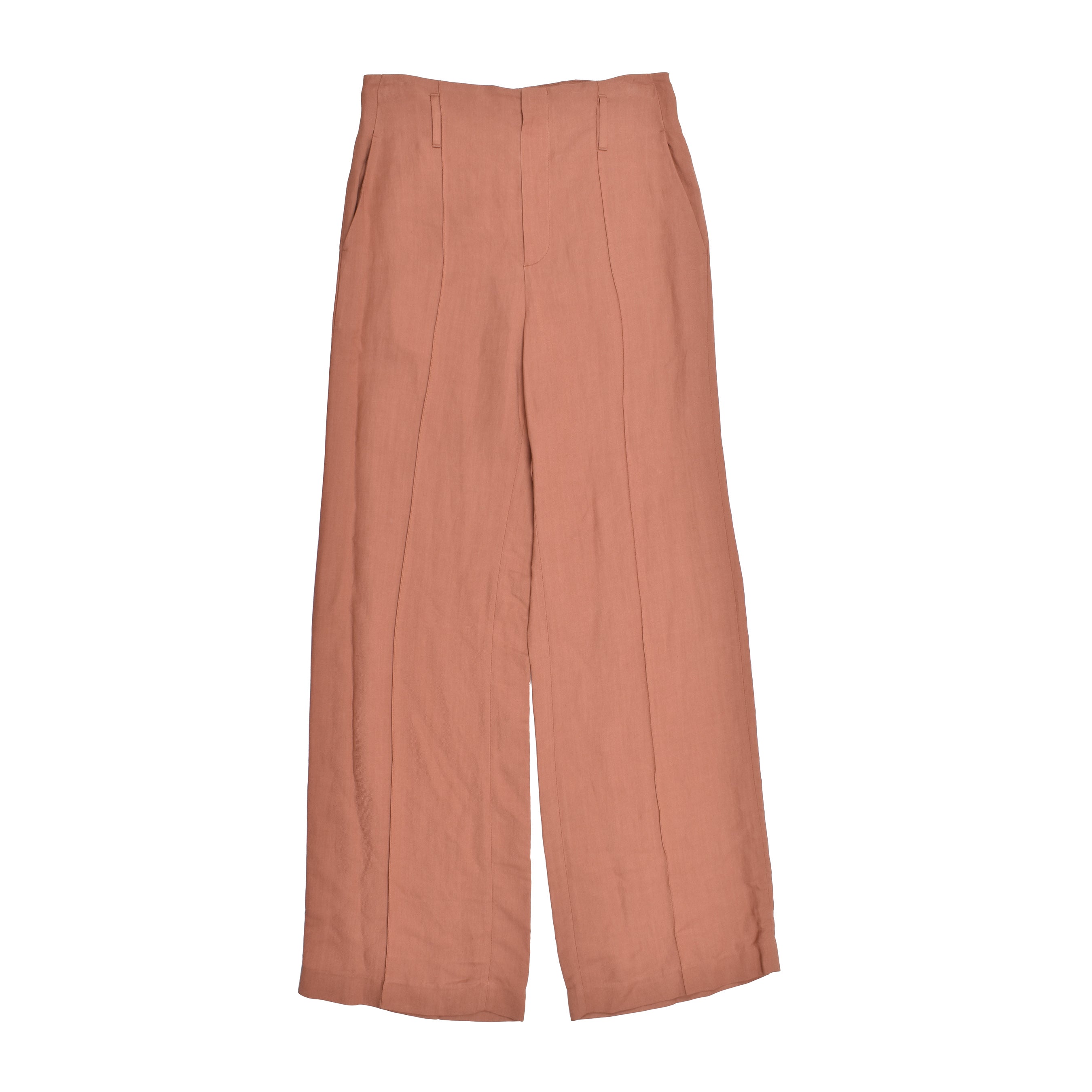 BRUNELLO CUCINELLI WOMEN'S CLAY LINEN BLEND WIDE-LEG TROUSERS