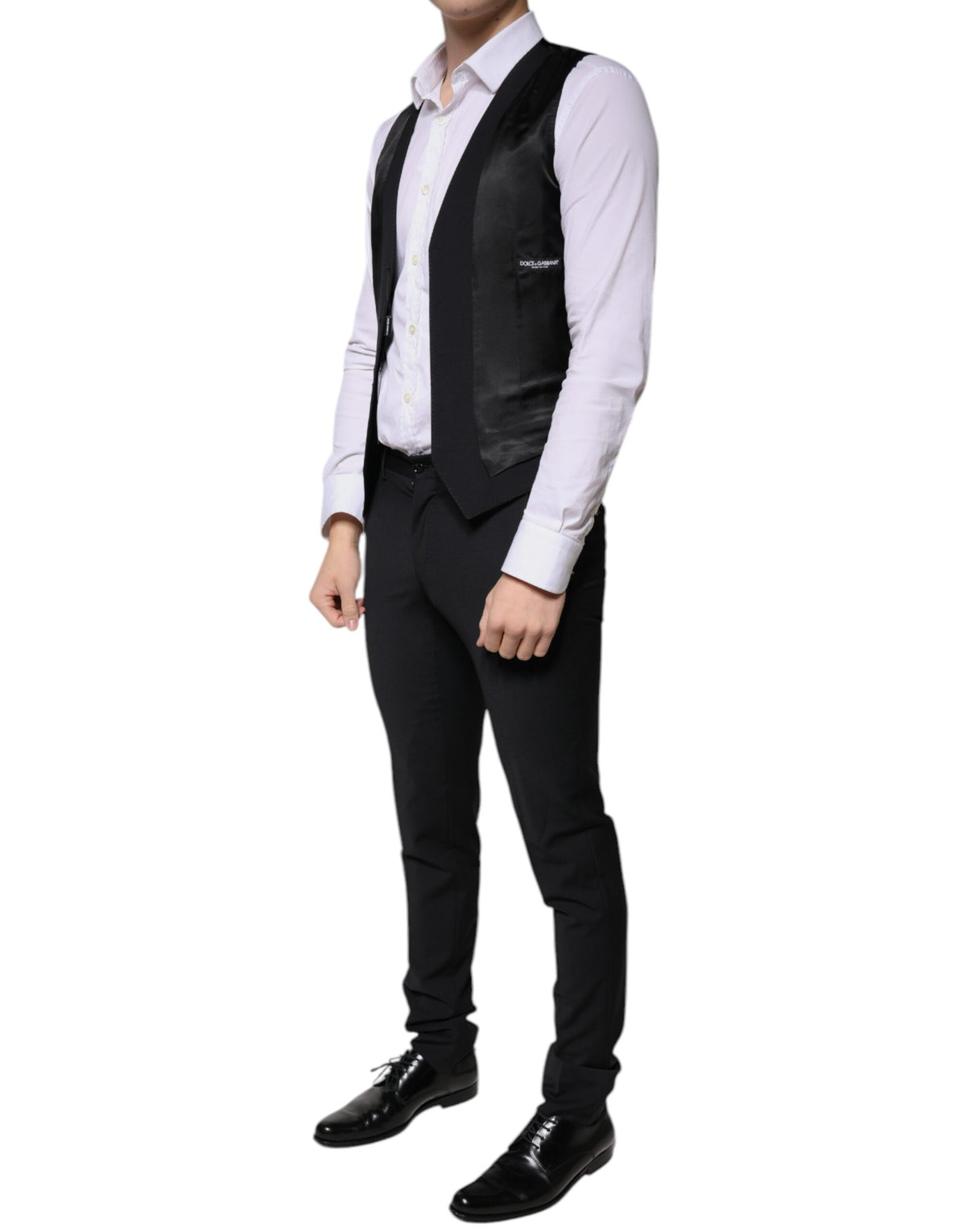 Dolce & Gabbana Black Wool 3 Piece Slim Fit Formal Men Suit