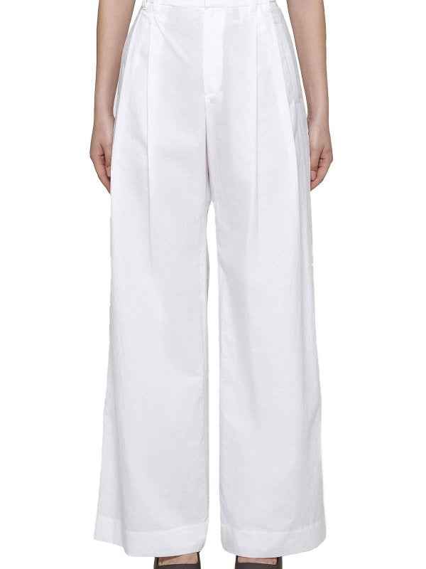 BRUNELLO CUCINELLI WOMEN'S NATURALE WIDE LEG COTTON TROUSERS