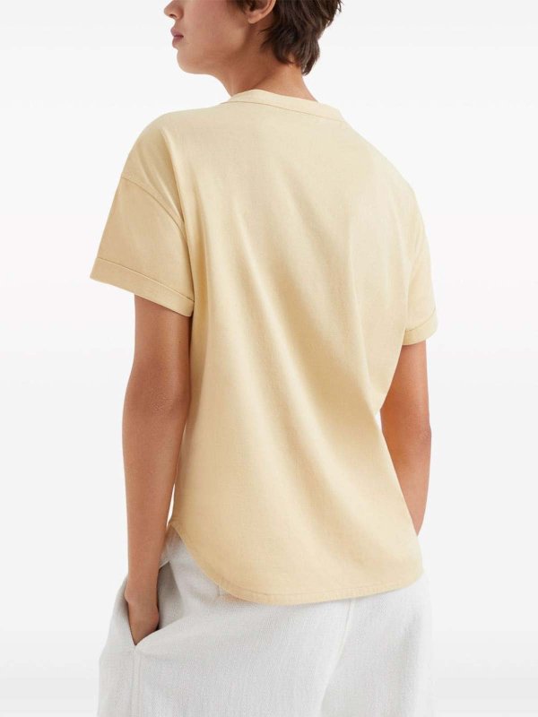 BRUNELLO CUCINELLI WOMEN'S LIGHT YELLOW COTTON SHIRT