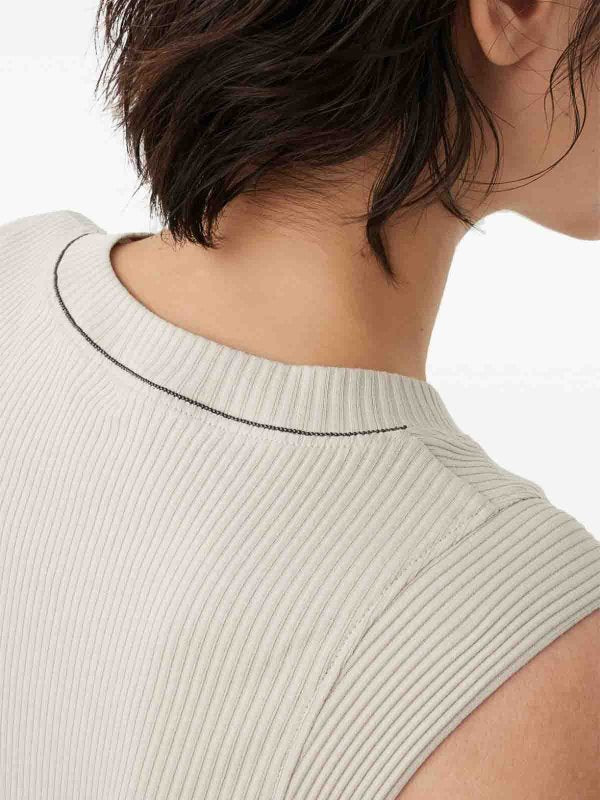 BRUNELLO CUCINELLI WOMEN'S LIGHT BEIGE SLEEVELESS SHIRT