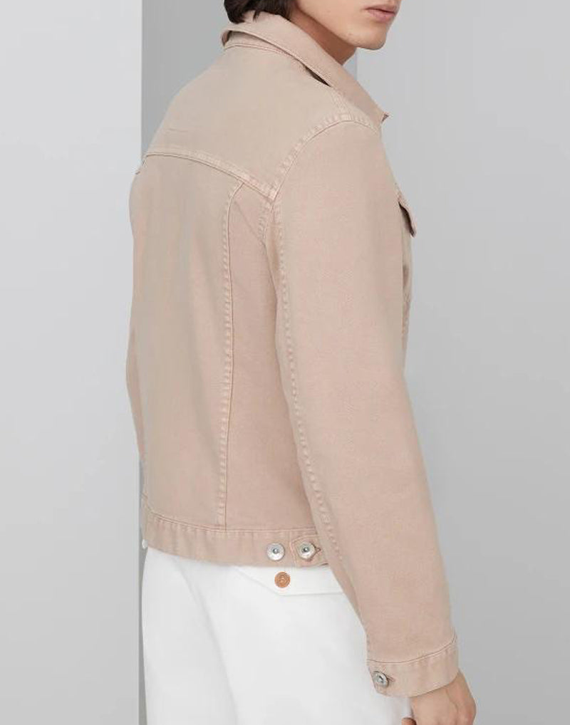 BRUNELLO CUCINELLI MEN'S BEIGE TAILORED DENIM JACKET