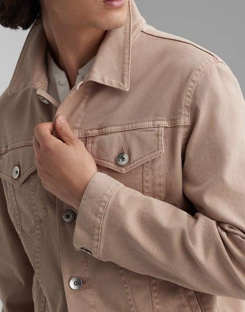 BRUNELLO CUCINELLI MEN'S BEIGE TAILORED DENIM JACKET