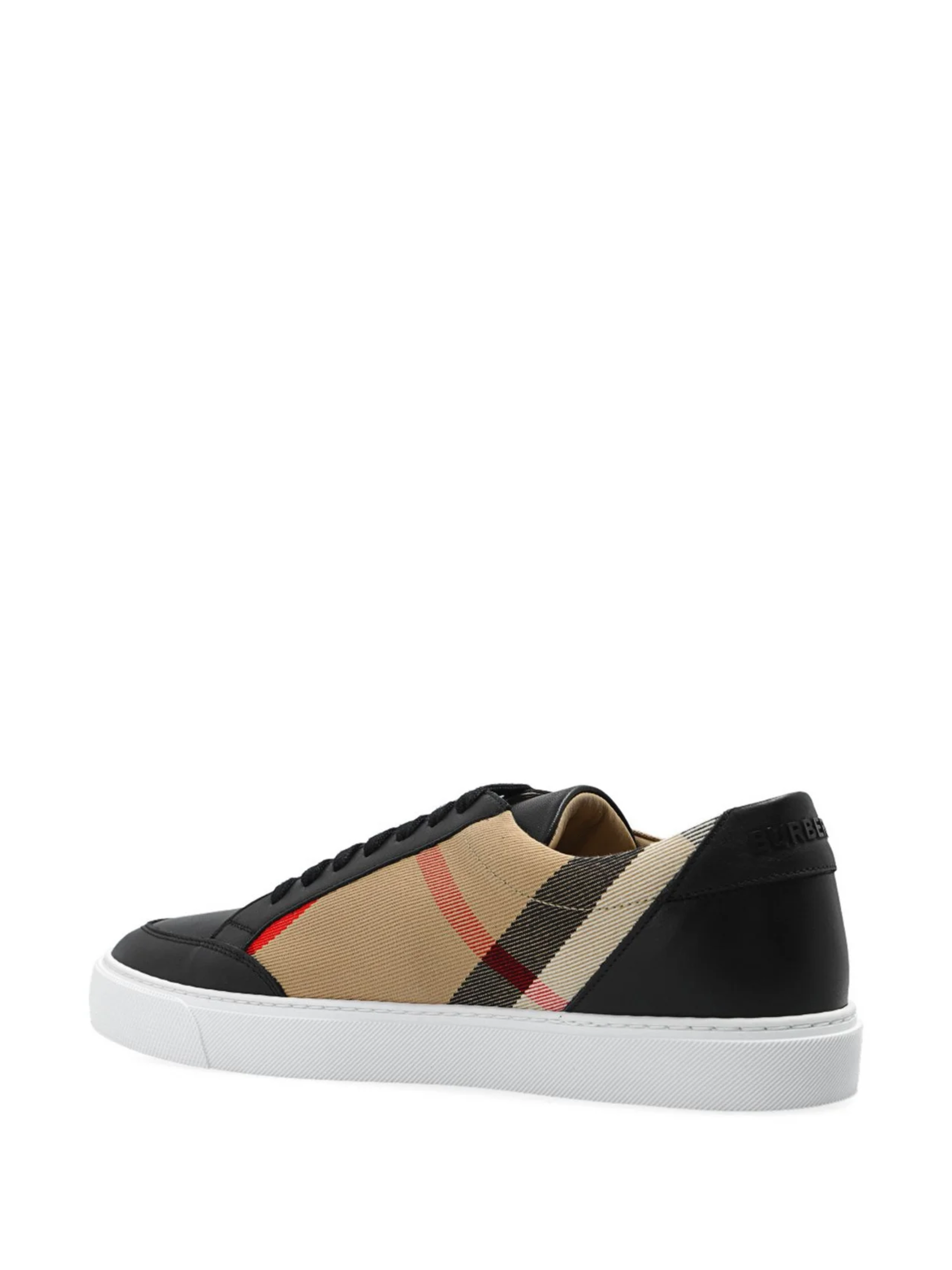 Burberry Men's Check Panel Leather Low-Top Sneakers