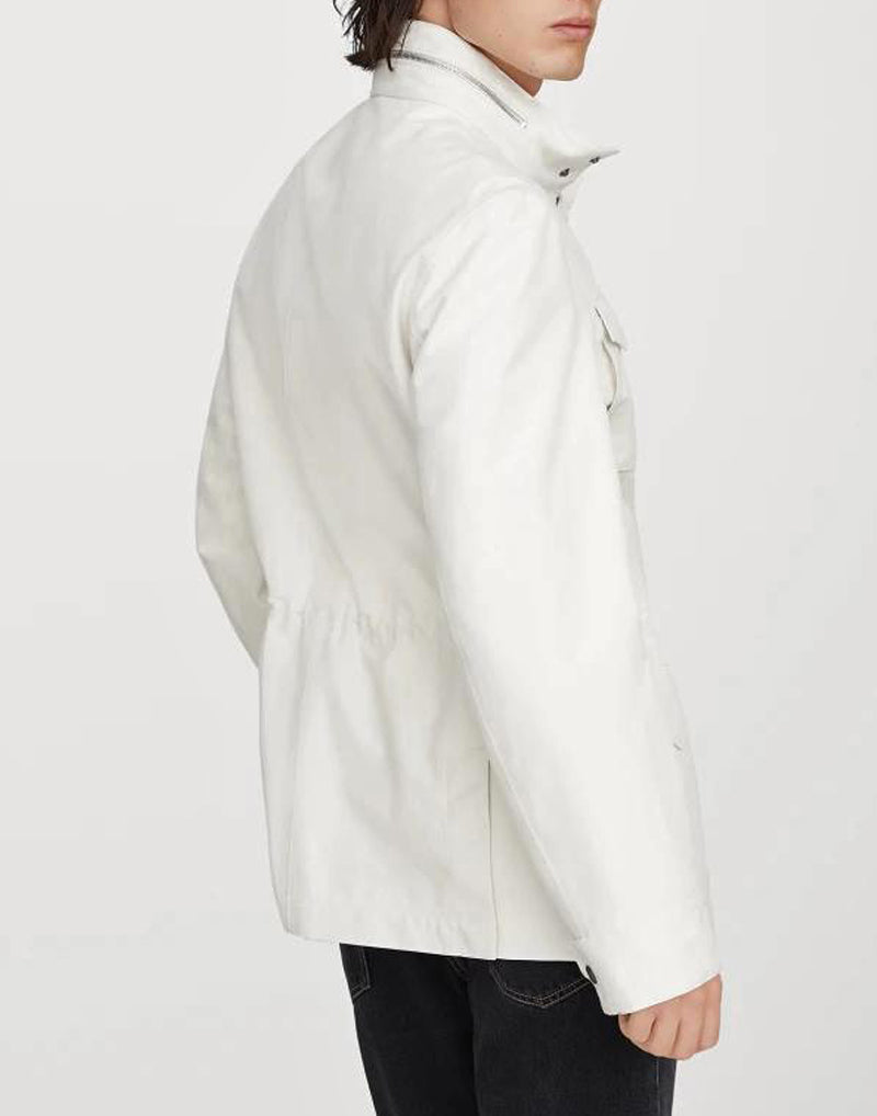 BRUNELLO CUCINELLI MEN'S OFF WHITE LINEN SILK JACKET