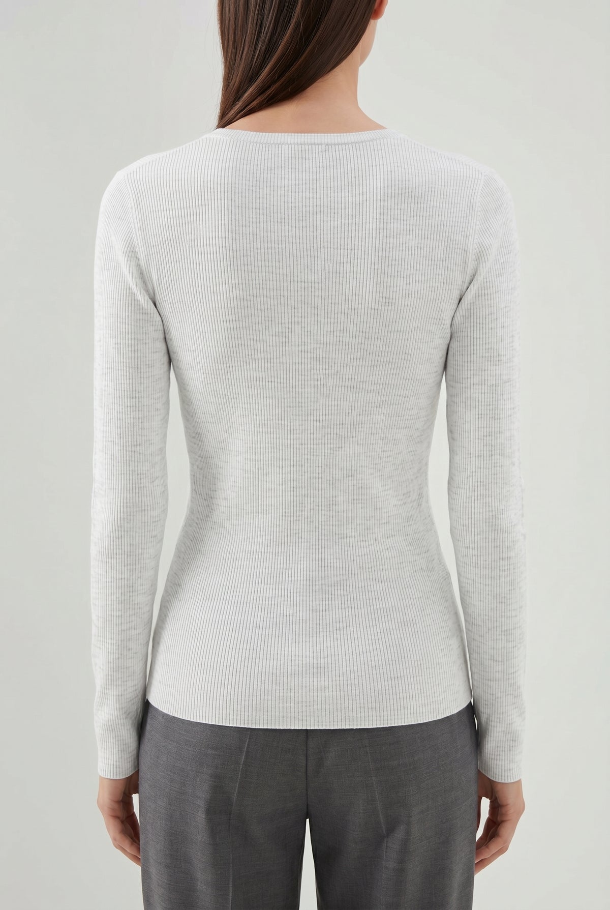 BRUNELLO CUCINELLI WOMEN'S LIGHT GREY RIBBED SHIRT