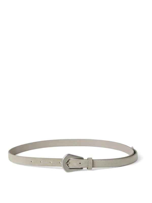 BRUNELLO CUCINELLI WOMEN'S LIGHT GREY SUEDE BELT