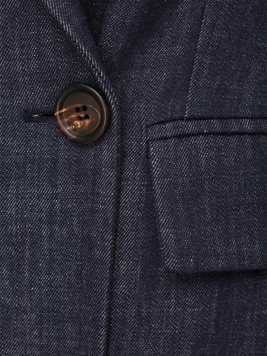 BRUNELLO CUCINELLI WOMEN'S DARK BLUE DOUBLE BREASTED BLAZER