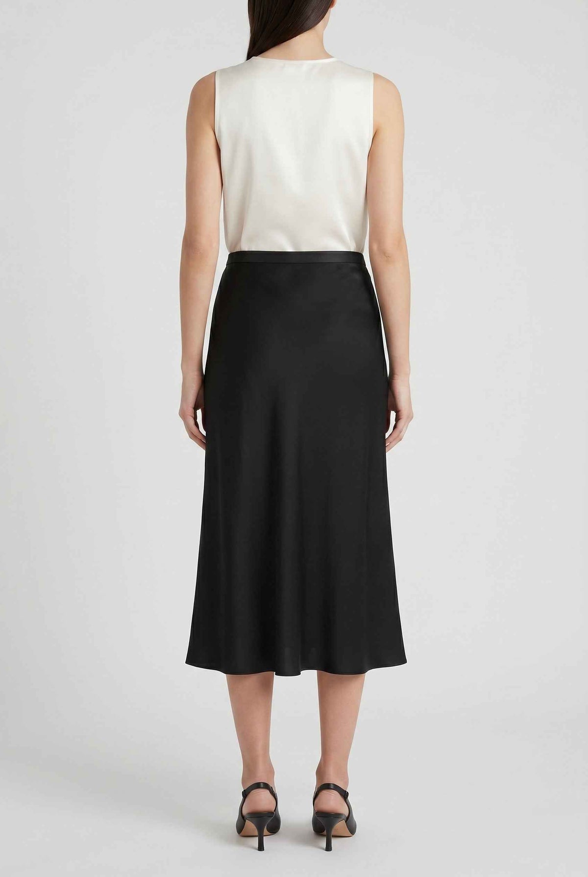 BRUNELLO CUCINELLI WOMEN'S BLACK SILK BLEND MIDI SKIRT
