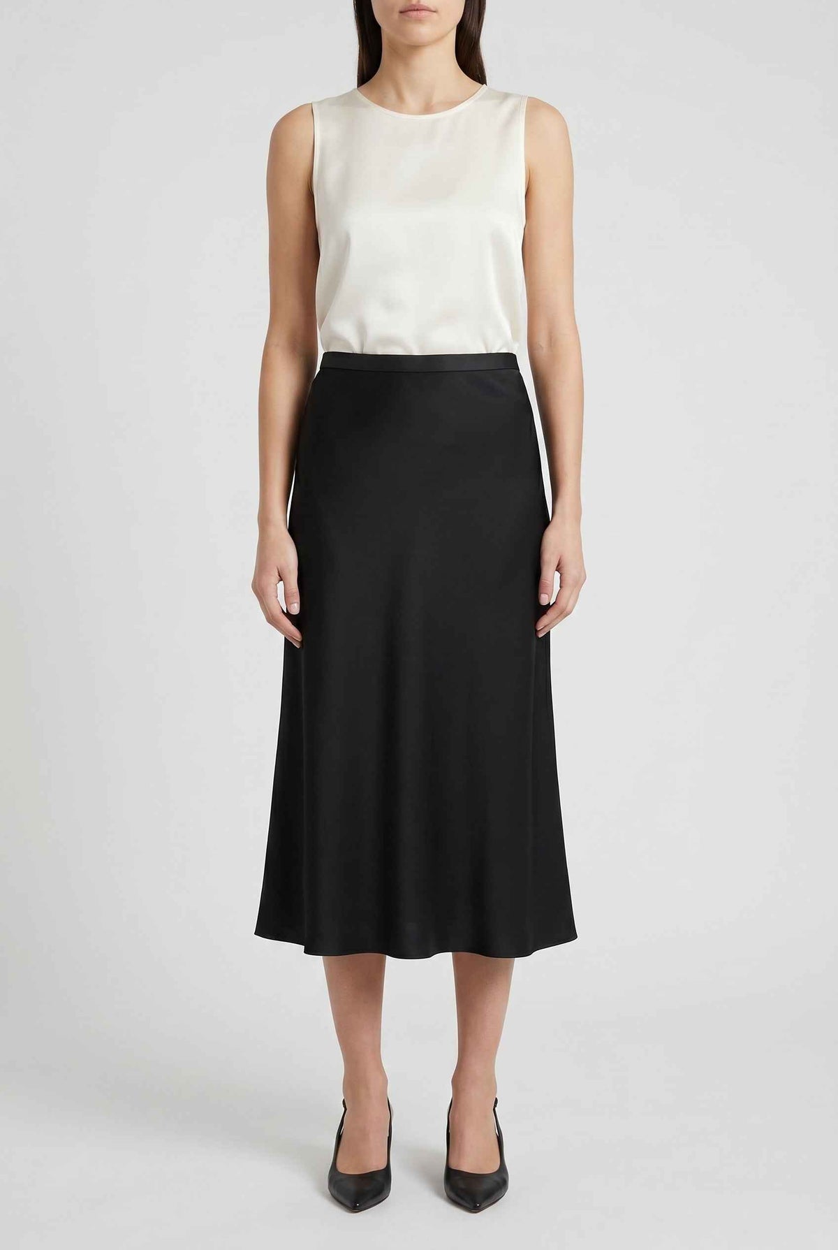 BRUNELLO CUCINELLI WOMEN'S BLACK SILK BLEND MIDI SKIRT