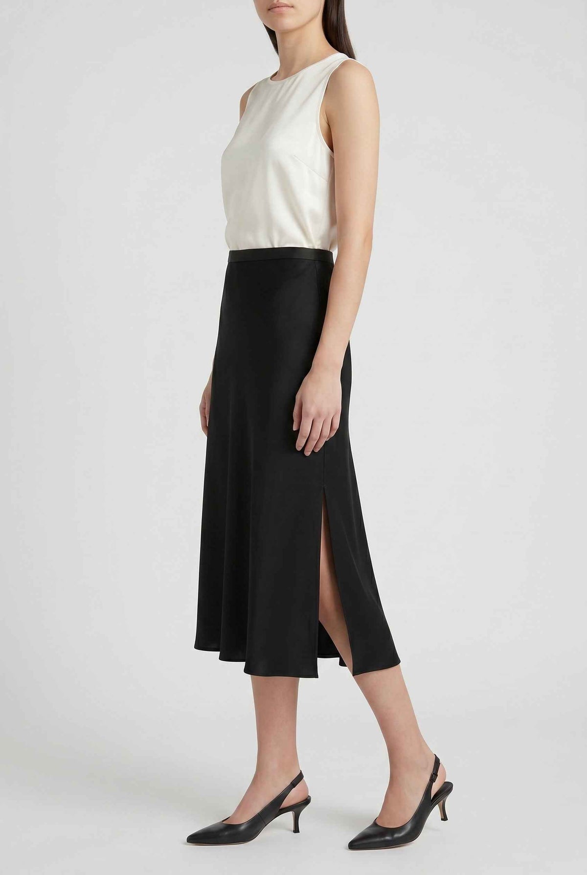BRUNELLO CUCINELLI WOMEN'S BLACK SILK BLEND MIDI SKIRT